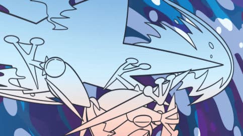 Méga-Amphinobi affronte Méga-Floette dans l’extension Chaos Ascendant du JCC Pokémon